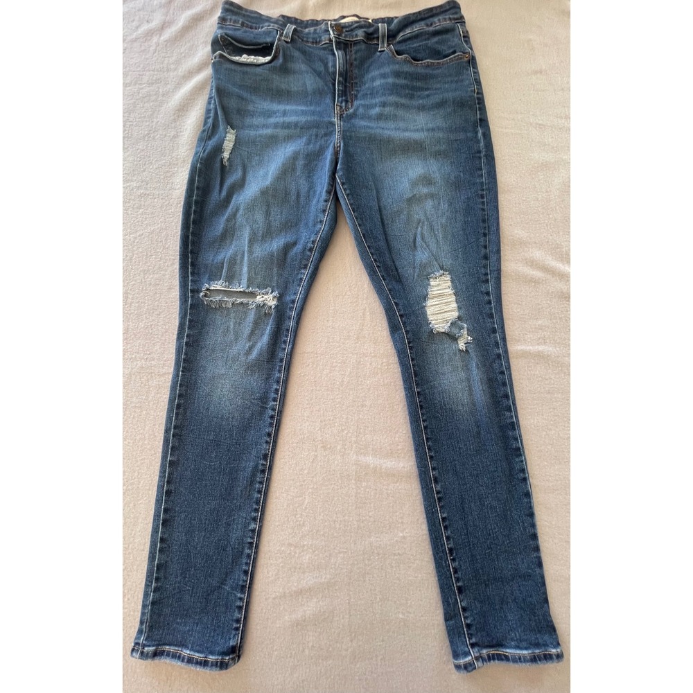 Levis 721 High Rise Skinny Jeans Womens 34‎ Distressed Medium Wash Denim